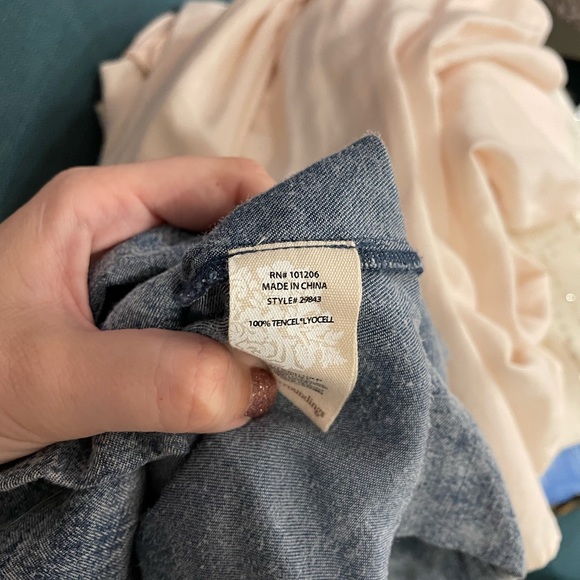 Soft Surroundings Maxi Acid-Wash Chambray Buttondown Dress Tencel Size Large - Picture 6 of 6